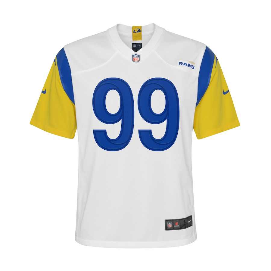 Alternative view of Aaron Donald 99 Los Angeles Rams YOUTH Game Jersey - White JS2129 nicesnker