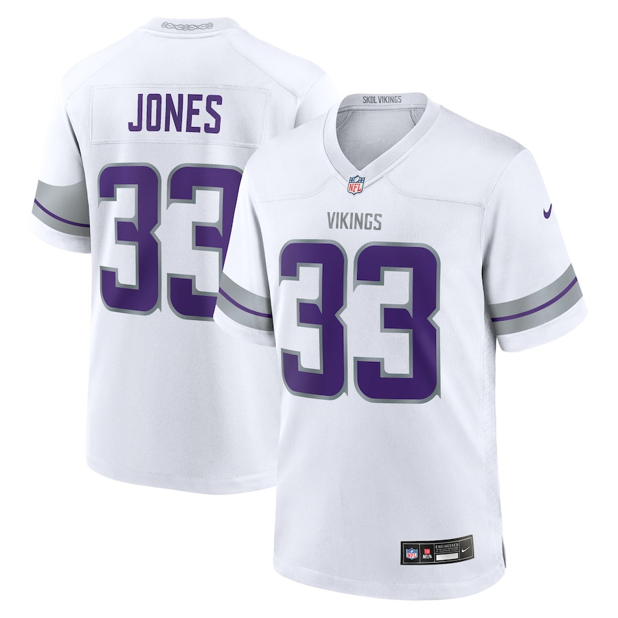 Aaron Jones 33 Minnesota Vikings Alternate Game Men Jersey - White JS6734 nicesnker