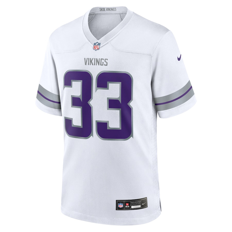 Alternative view of Aaron Jones 33 Minnesota Vikings Alternate Game Men Jersey - White JS6734 nicesnker
