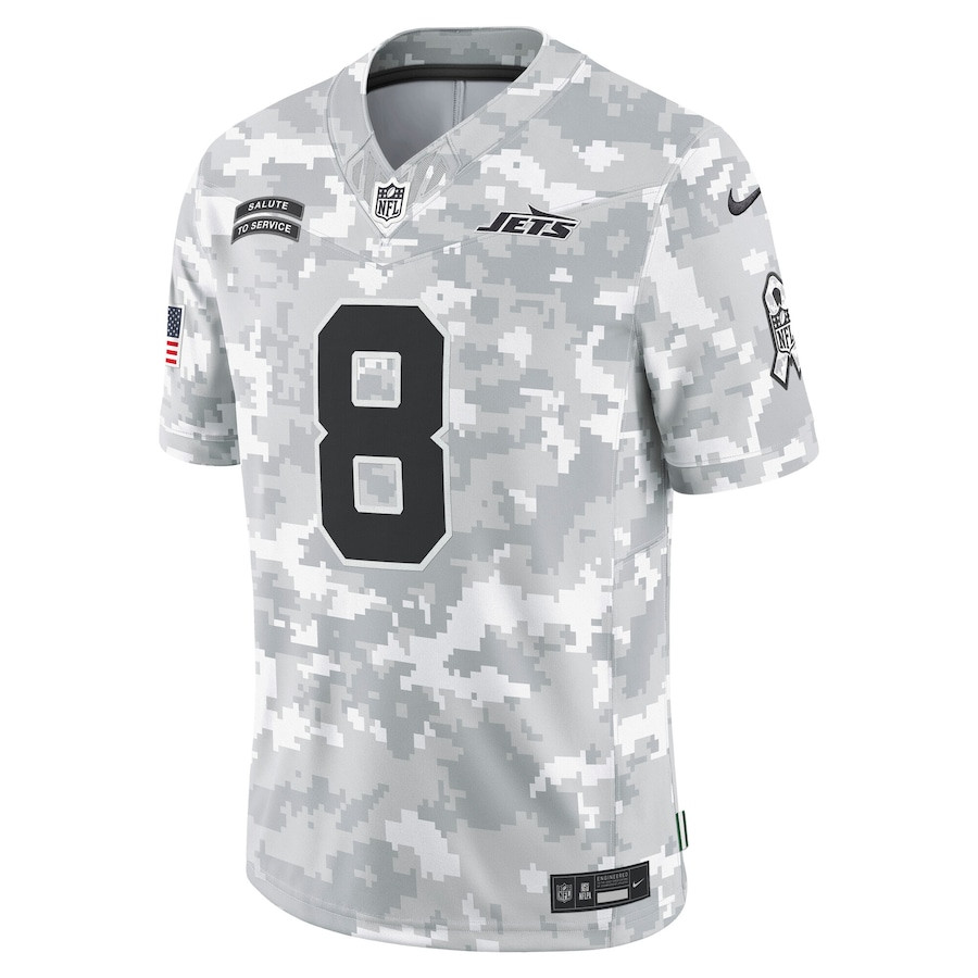 Alternative view of Aaron Rodgers 8 New York Jets 2024 Salute to Service Limited Men Jersey - Arctic Camo JS2460 nicesnker
