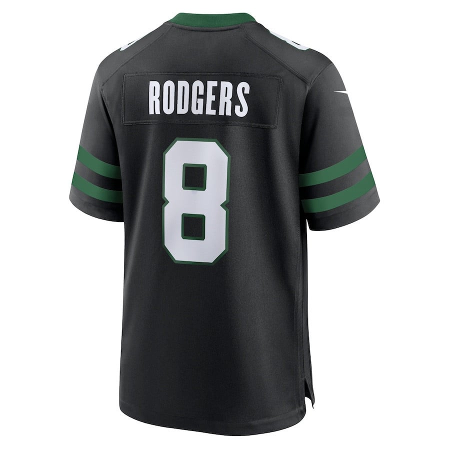 Aaron Rodgers 8 New York Jets Alternate Game Jersey - Men, Legacy Black JS8506 nicesnker - Image 3