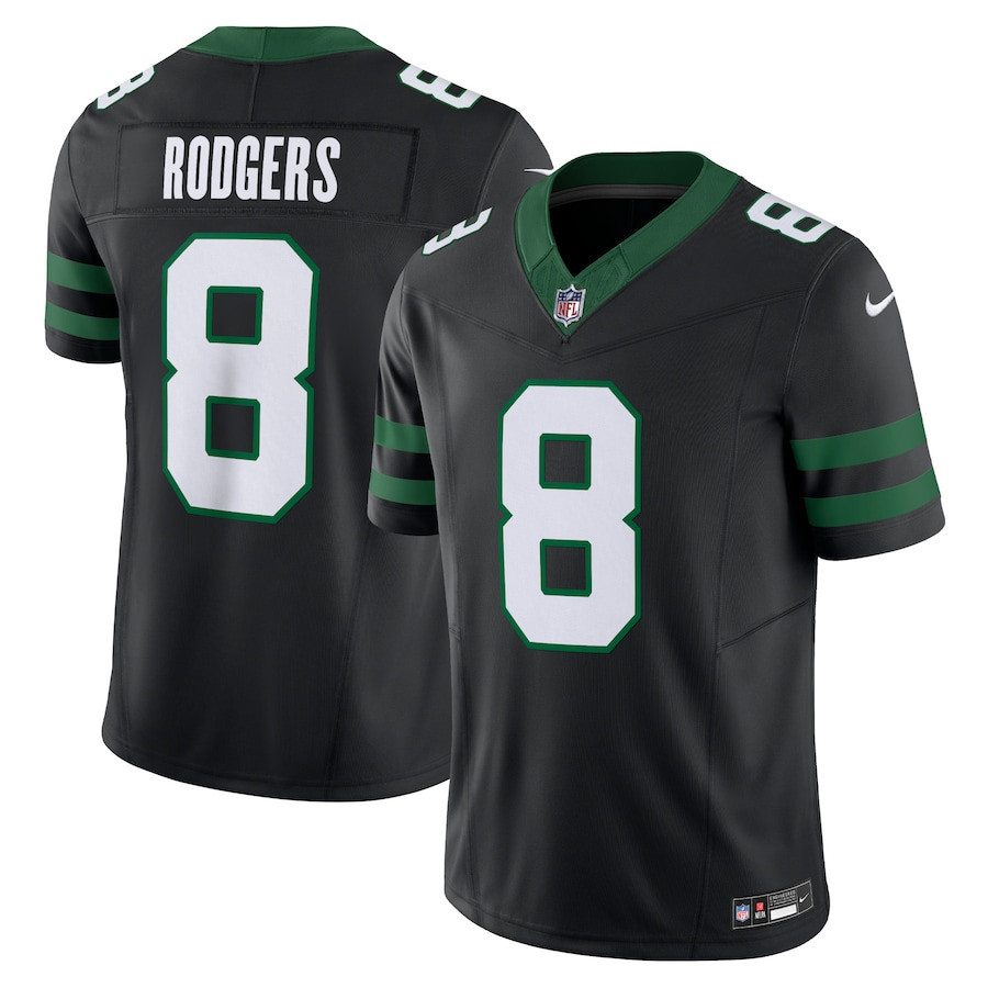 Aaron Rodgers 8 New York Jets Alternate Vapor F.U.S.E. Limited Jersey - Men, Legacy Black JS5565 nicesnker