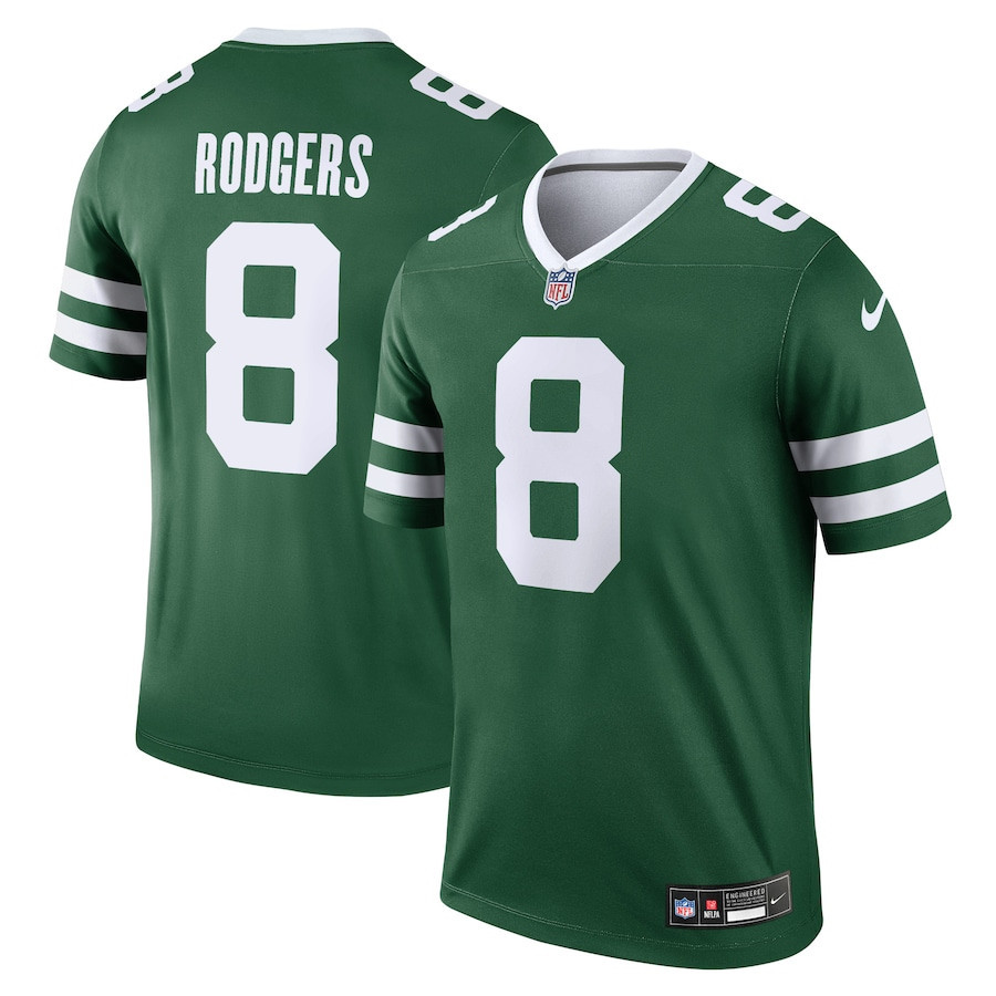 Aaron Rodgers 8 New York Jets Legend Jersey - Men, Legacy Green JS4458 nicesnker