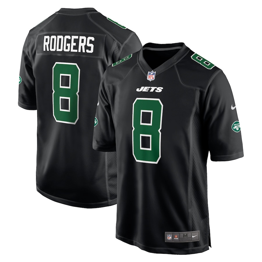 Aaron Rodgers 8 New York Jets Men Fashion Game Jersey - Black JS6994 nicesnker