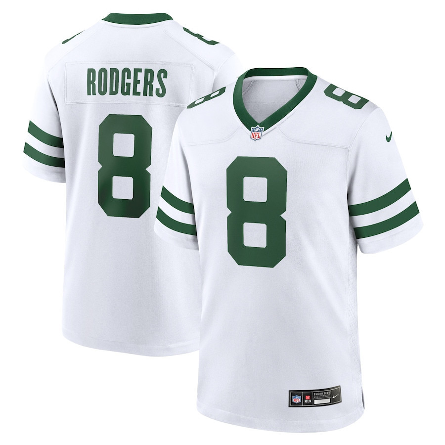 Aaron Rodgers 8 New York Jets Youth Game Jersey, Legacy White JS4986 nicesnker