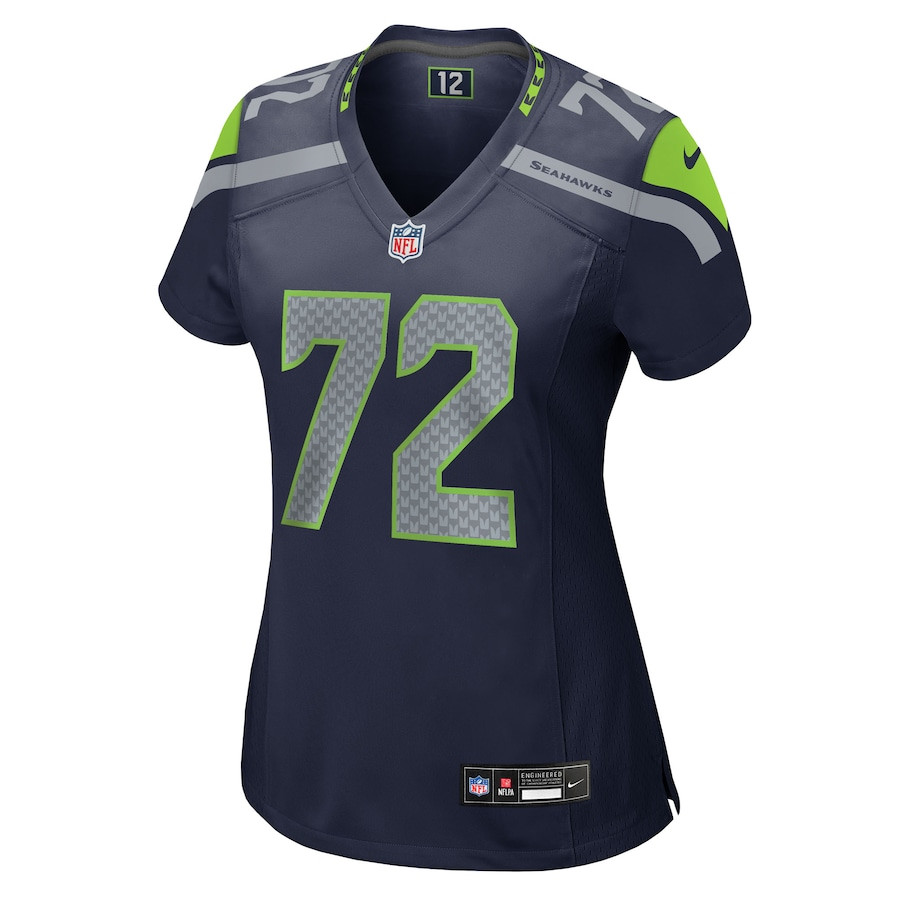 Alternative view of Abraham Lucas 72 Seattle Seahawks Women's Team Game Jersey - College Navy JS3307 nicesnker