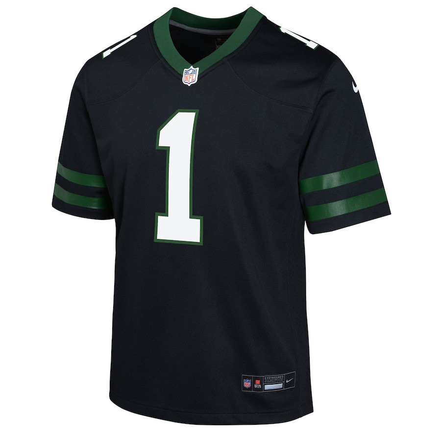 Alternative view of Ahmad Sauce Gardner 1 New York Jets Alternate Game YOUTH Jersey - Legacy Black JS1384 nicesnker