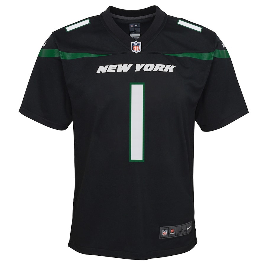 Alternative view of Ahmad Sauce Gardner 1 New York Jets YOUTH Game Jersey - Black JS4025 nicesnker