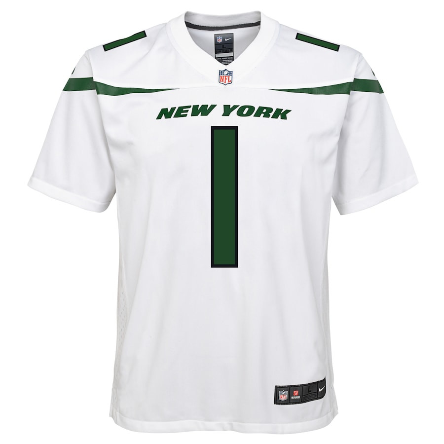 Alternative view of Ahmad Sauce Gardner 1 New York Jets YOUTH Game Jersey - White JS2811 nicesnker