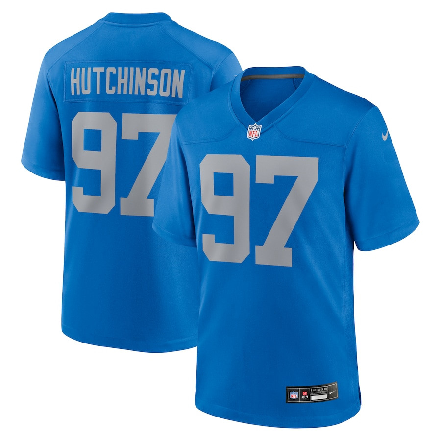 Aidan Hutchinson 97 Detroit Lions Alternate Game Men Jersey - Blue JS5427 nicesnker