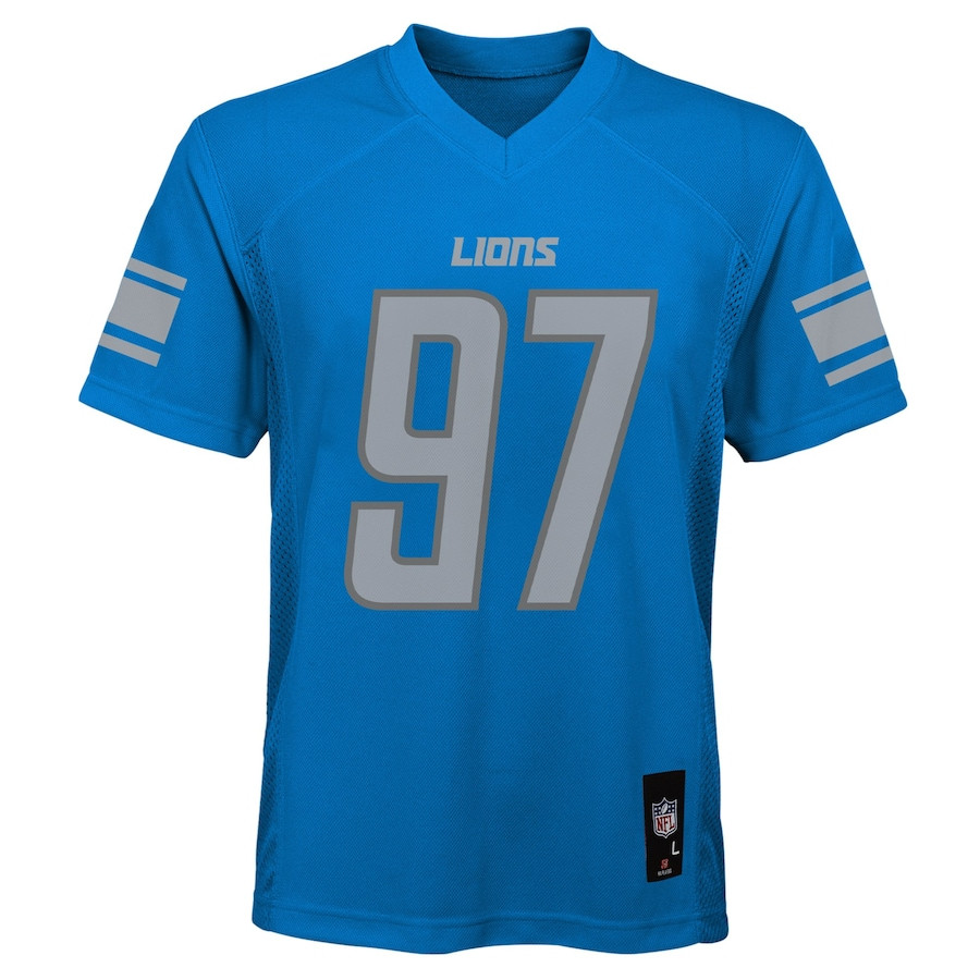 Alternative view of Aidan Hutchinson 97 Detroit Lions Alternate YOUTH Jersey - Blue JS1823 nicesnker