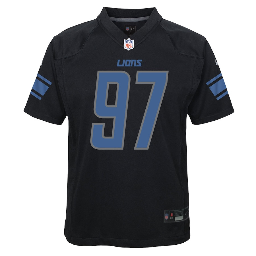 Alternative view of Aidan Hutchinson 97 Detroit Lions Fashion Game YOUTH Jersey - Black JS6723 nicesnker