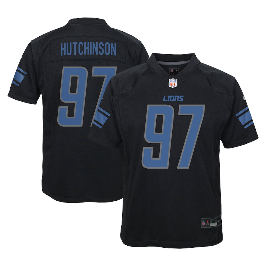 Aidan Hutchinson 97 Detroit Lions Fashion Game YOUTH Jersey - Black JS6723 nicesnker