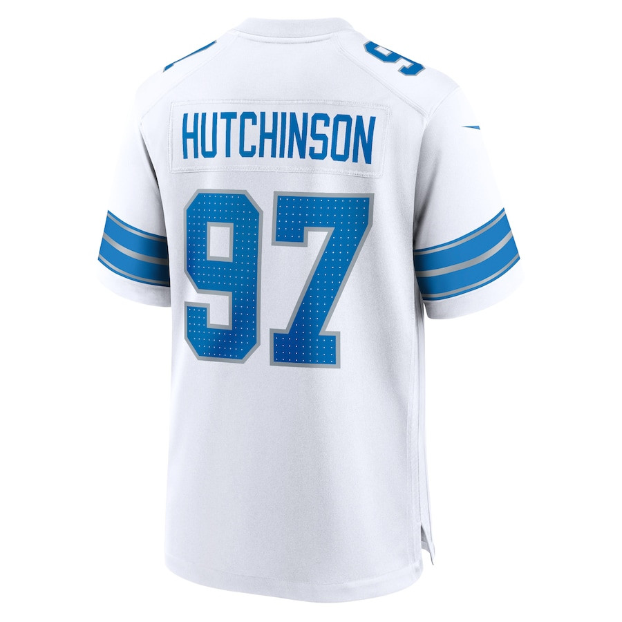 Aidan Hutchinson 97 Detroit Lions Game Jersey - Men, White JS4156 nicesnker - Image 3