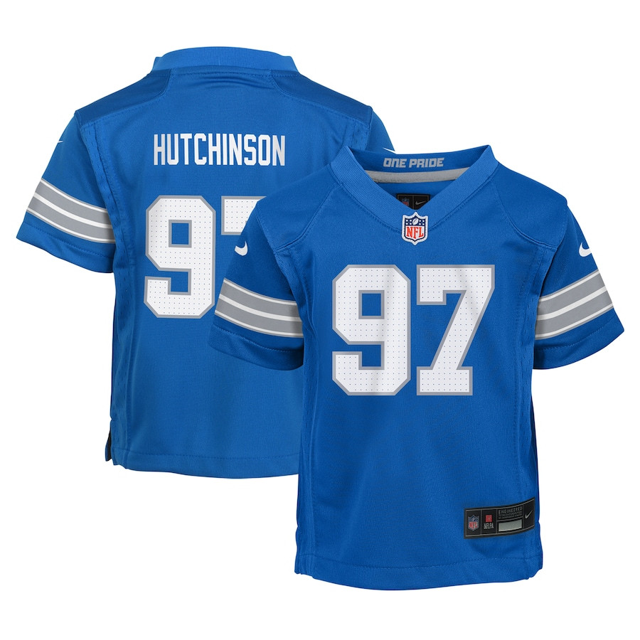 Aidan Hutchinson 97 Detroit Lions Game YOUTH Jersey - Blue JS8625 nicesnker