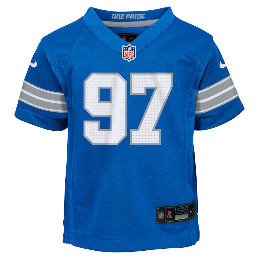 Alternative view of Aidan Hutchinson 97 Detroit Lions Game YOUTH Jersey - Blue JS8625 nicesnker