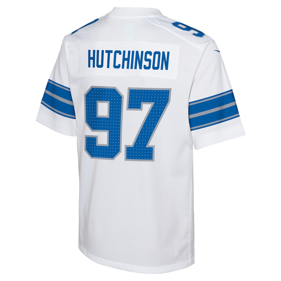 Aidan Hutchinson 97 Detroit Lions Player Game YOUTH Jersey - White JS1472 nicesnker - Image 3