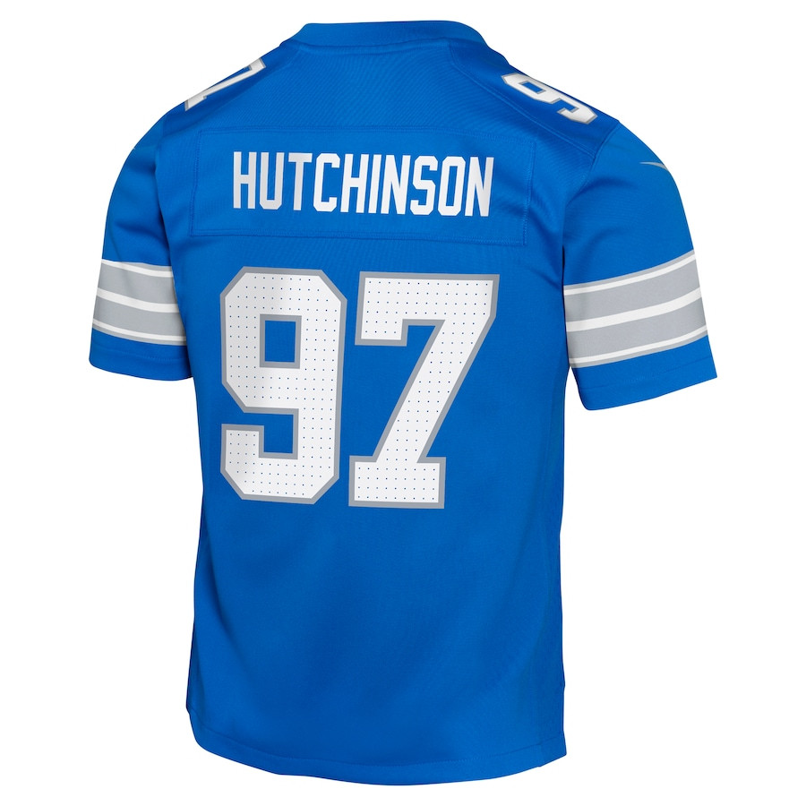 Aidan Hutchinson 97 Detroit Lions Team Player Game YOUTH Jersey - Blue JS2268 nicesnker - Image 3