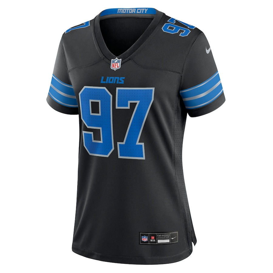 Alternative view of Aidan Hutchinson 97 Detroit Lions Women's Alternate Game Jersey - Black JS2644 nicesnker