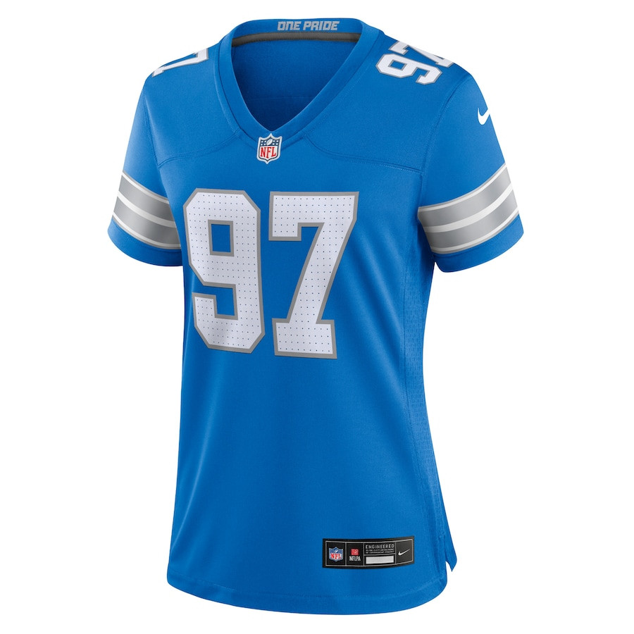 Alternative view of Aidan Hutchinson 97 Detroit Lions Women's Team Game Jersey - Blue JS4659 nicesnker
