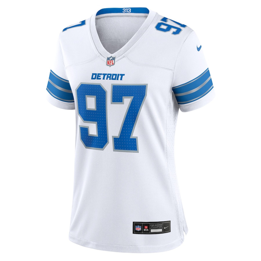 Alternative view of Aidan Hutchinson 97 Detroit Lions Women's White Game Jersey - White JS7656 nicesnker