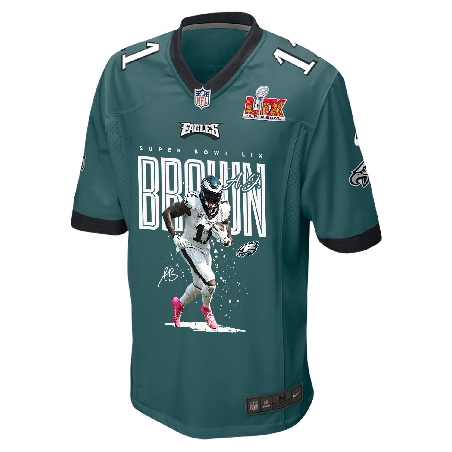 Alternative view of A.J. Brown 11 Philadelphia Eagles 'A.J.'s TD Tango' Game Men Jersey - Midnight Green JS9035 nicesnker