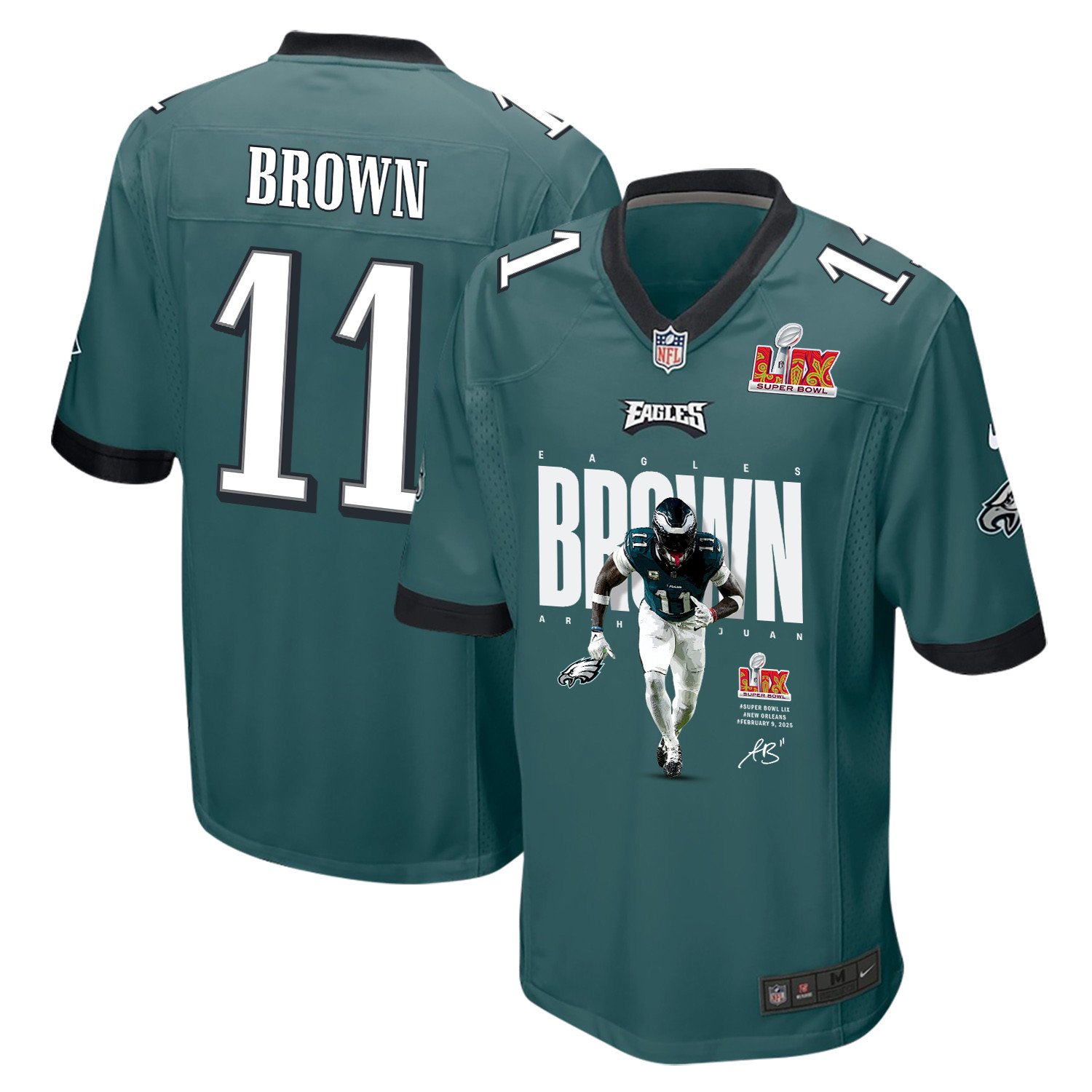 A.J. Brown 11 Philadelphia Eagles 'Brown's Yard Warriors' Game Men Jersey - Midnight Green JS7572 nicesnker