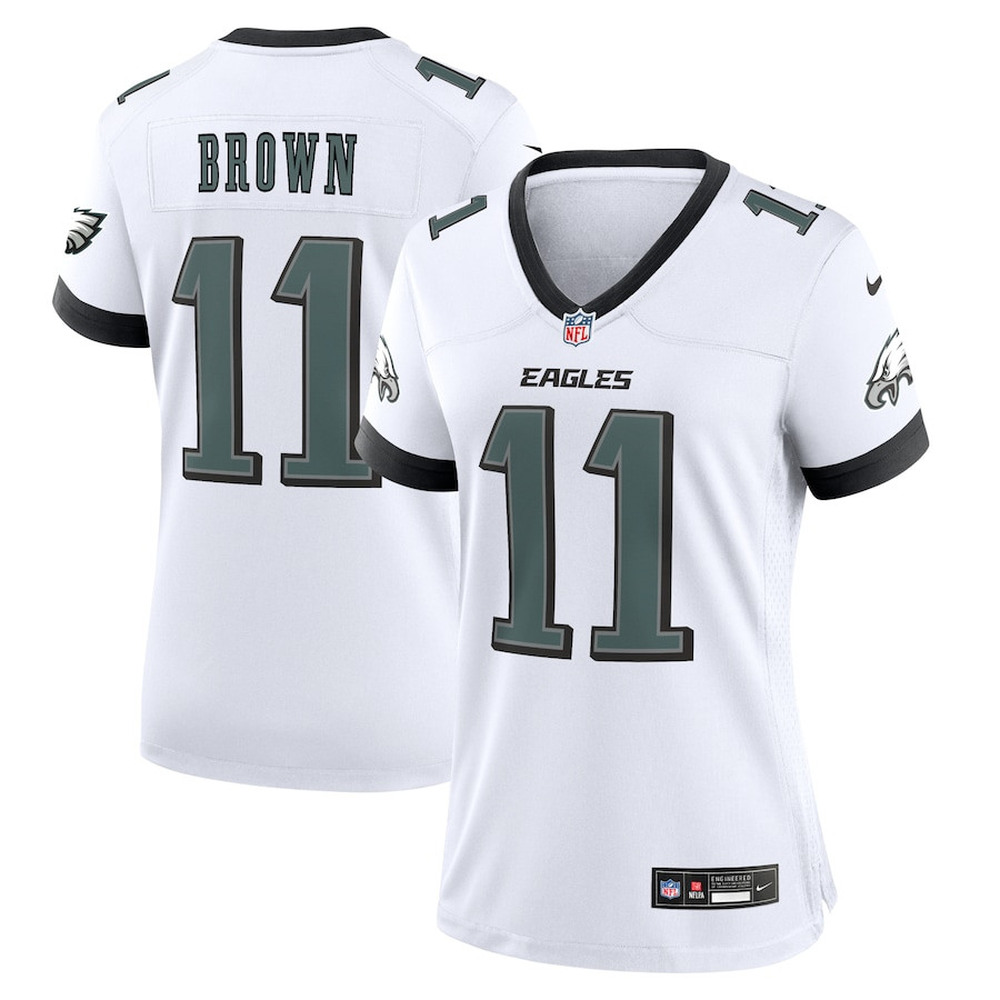 A.J. Brown 11 Philadelphia Eagles Game Women Jersey - White JS2568 nicesnker