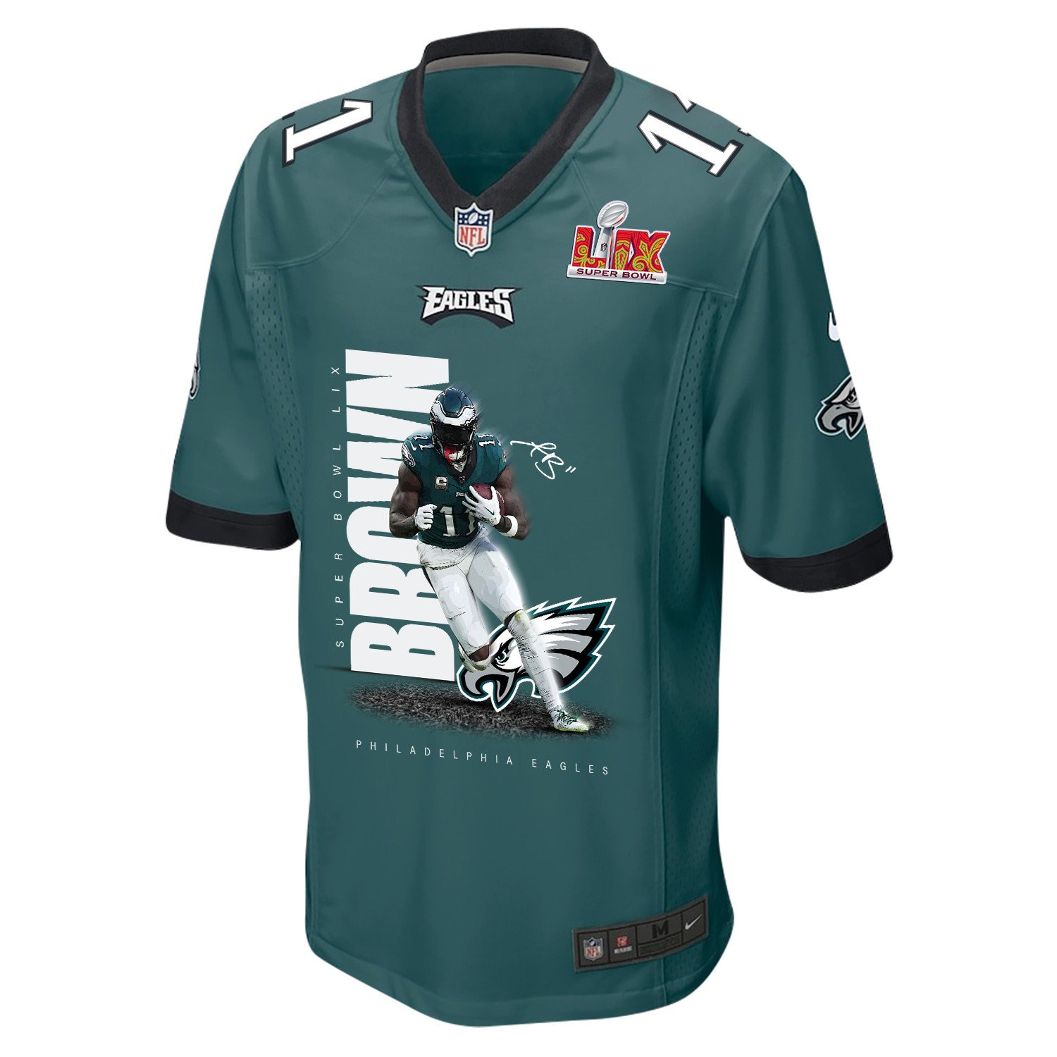 Alternative view of A.J. Brown 11 Philadelphia Eagles 'Mr. UPS' Game Men Jersey - Midnight Green JS9730 nicesnker