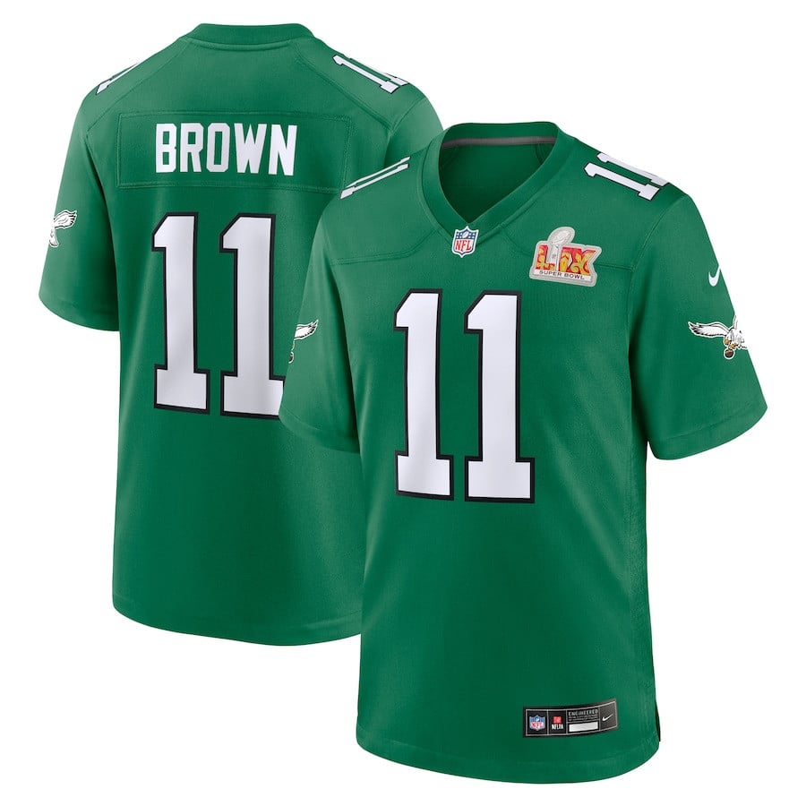 A.J. Brown 11 Philadelphia Eagles Super Bowl LIX 2nd Alternate Game Jersey - Kelly Green JS6284 nicesnker