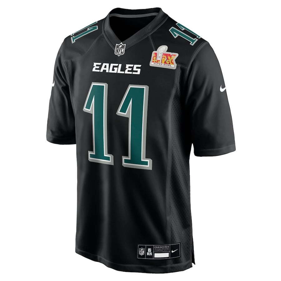 Alternative view of A.J. Brown 11 Philadelphia Eagles Super Bowl LIX Fashion Game Player Jersey - Carbon Black JS6595 nicesnker