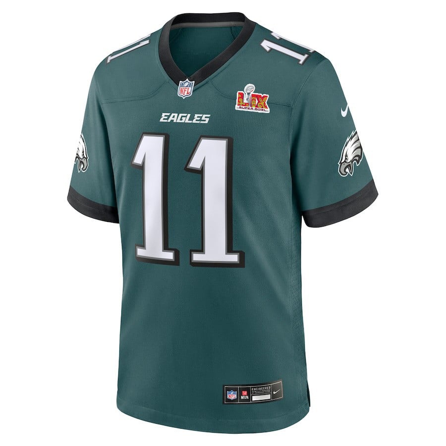 Alternative view of A.J. Brown #11 Philadelphia Eagles Super Bowl LIX Jersey - Men's - Midnight Green JS9100 nicesnker