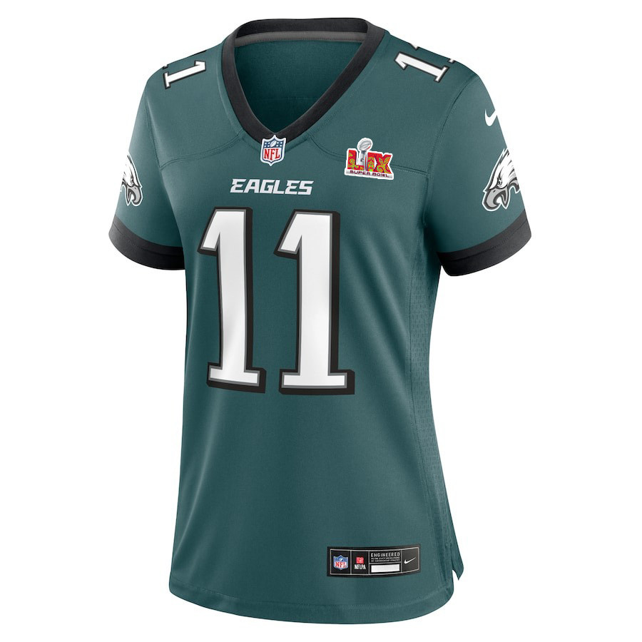 Alternative view of A.J. Brown #11 Philadelphia Eagles Super Bowl LIX Women's Jersey - Midnight Green JS4961 nicesnker