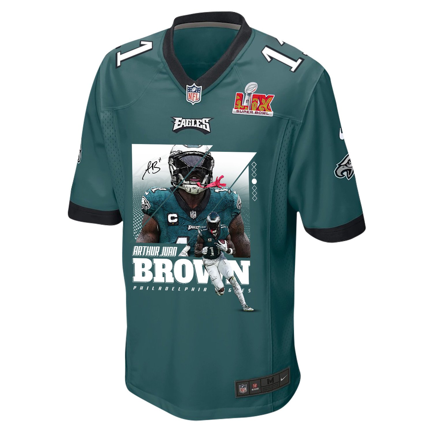 Alternative view of A.J. Brown 11 Philadelphia Eagles 'Swole Batman' Game Men Jersey - Midnight Green JS2670 nicesnker