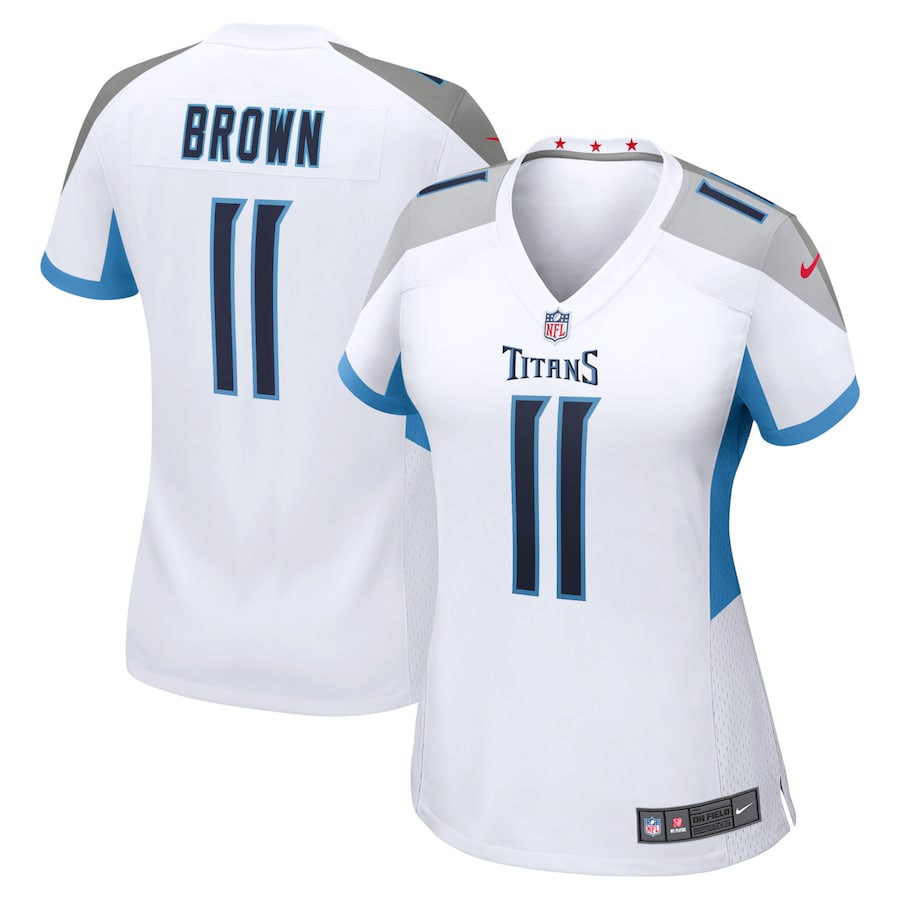 AJ Brown 11 Tennessee Titans Women Game Jersey - White JS7228 nicesnker