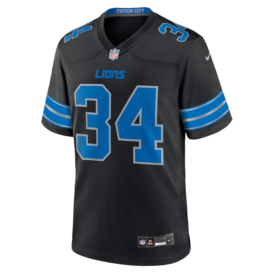 Alternative view of Alex Anzalone 34 Detroit Lions 2nd Alternate Game Men Jersey - Black JS8314 nicesnker