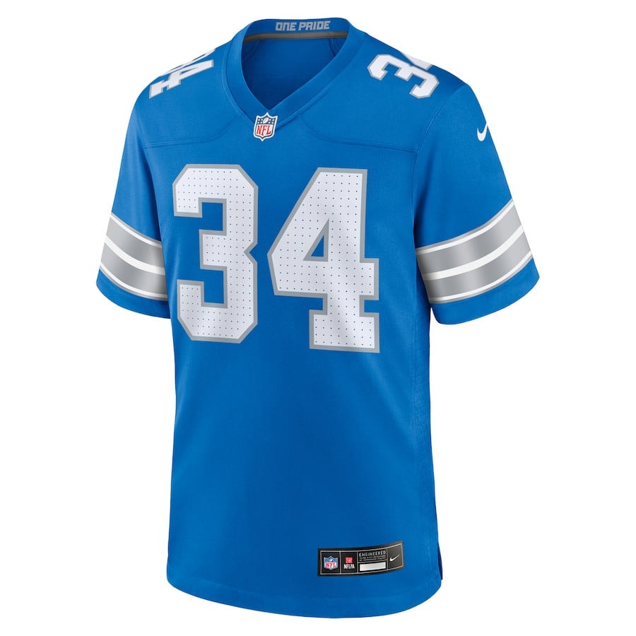 Alternative view of Alex Anzalone 34 Detroit Lions Game Men Jersey - Blue JS7097 nicesnker