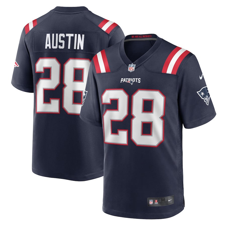 Alex Austin 28 New England Patriots Team Game Men Jersey - Navy JS9530 nicesnker