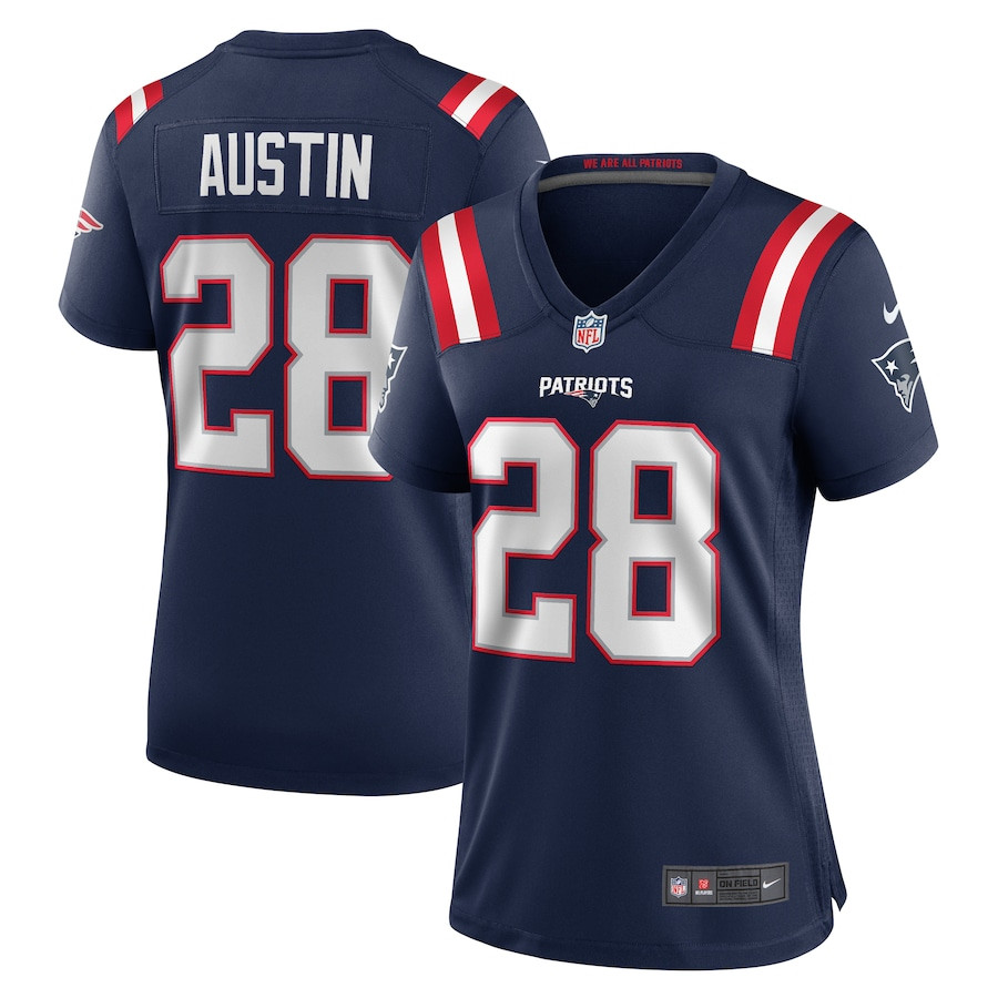 Alex Austin 28 New England Patriots Women's Team Game Jersey - Navy JS7487 nicesnker