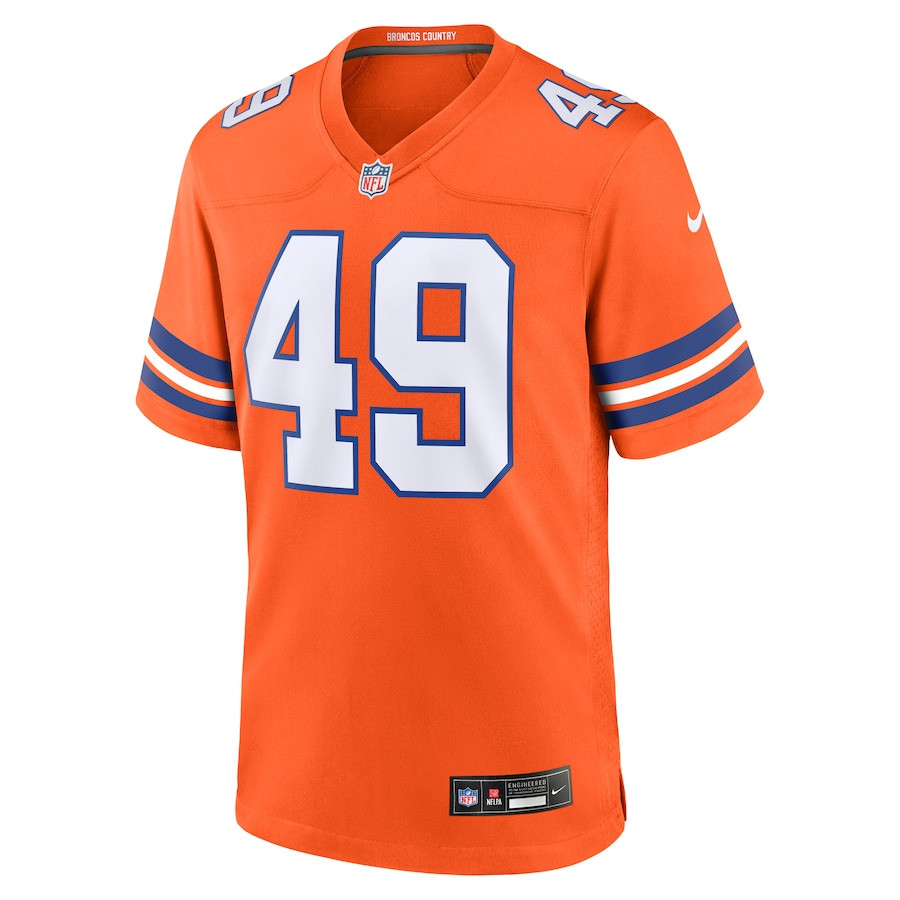Alternative view of Alex Singleton 49 Denver Broncos Mile High Collection 1977 Throwback Player Game Men Jersey - Orange JS9959 nicesnker