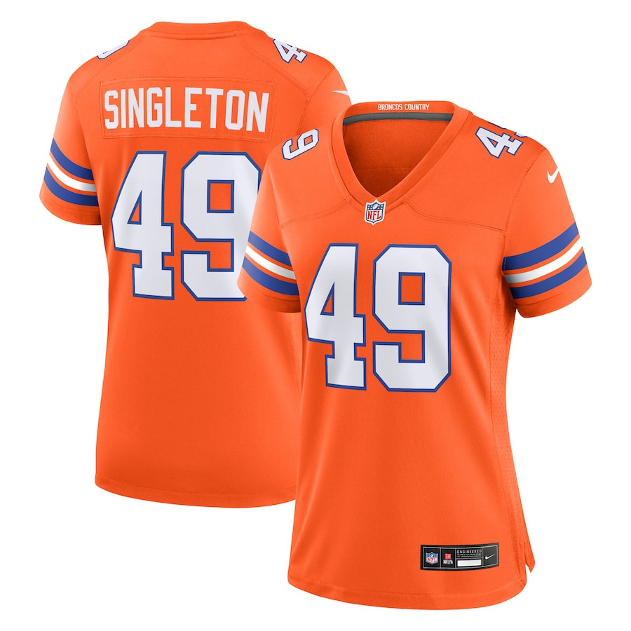 Alex Singleton 49 Denver Broncos Women's Mile High Collection 1977 Throwback Player Game Jersey - Orange JS3730 nicesnker