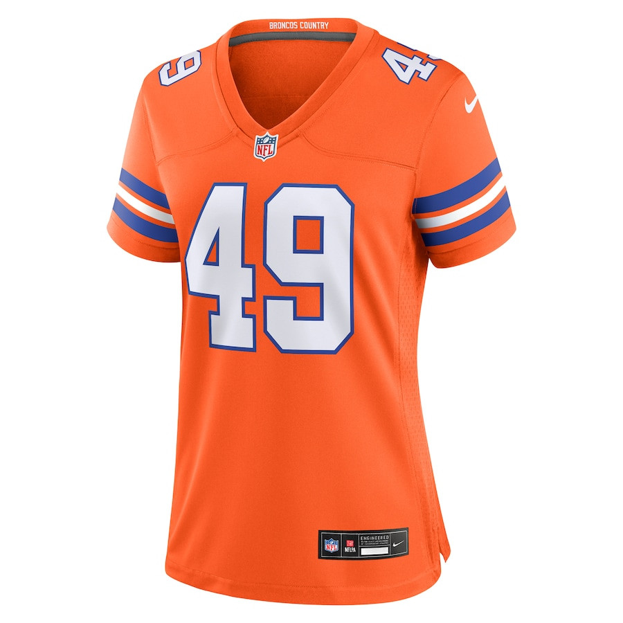 Alternative view of Alex Singleton 49 Denver Broncos Women's Mile High Collection 1977 Throwback Player Game Jersey - Orange JS3730 nicesnker