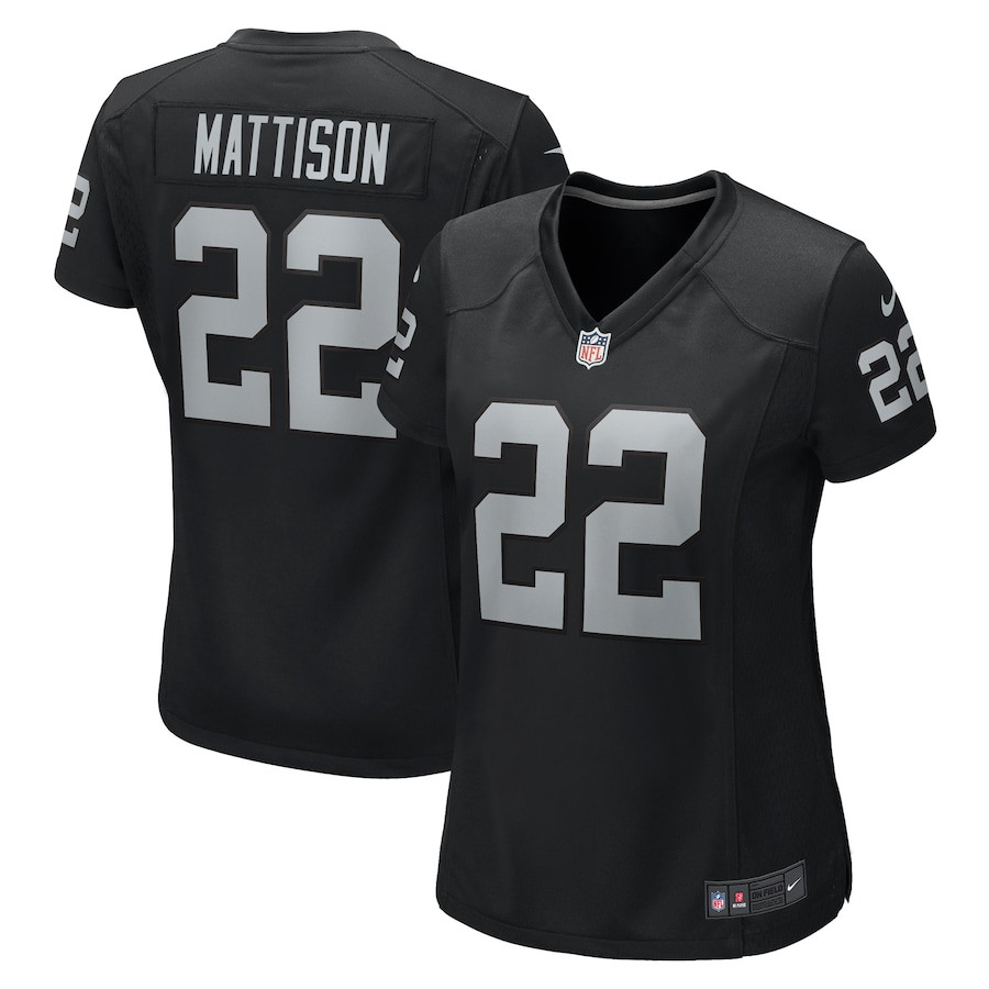 Alexander Mattison 22 Las Vegas Raiders Women's Team Game Jersey - Black JS9044 nicesnker
