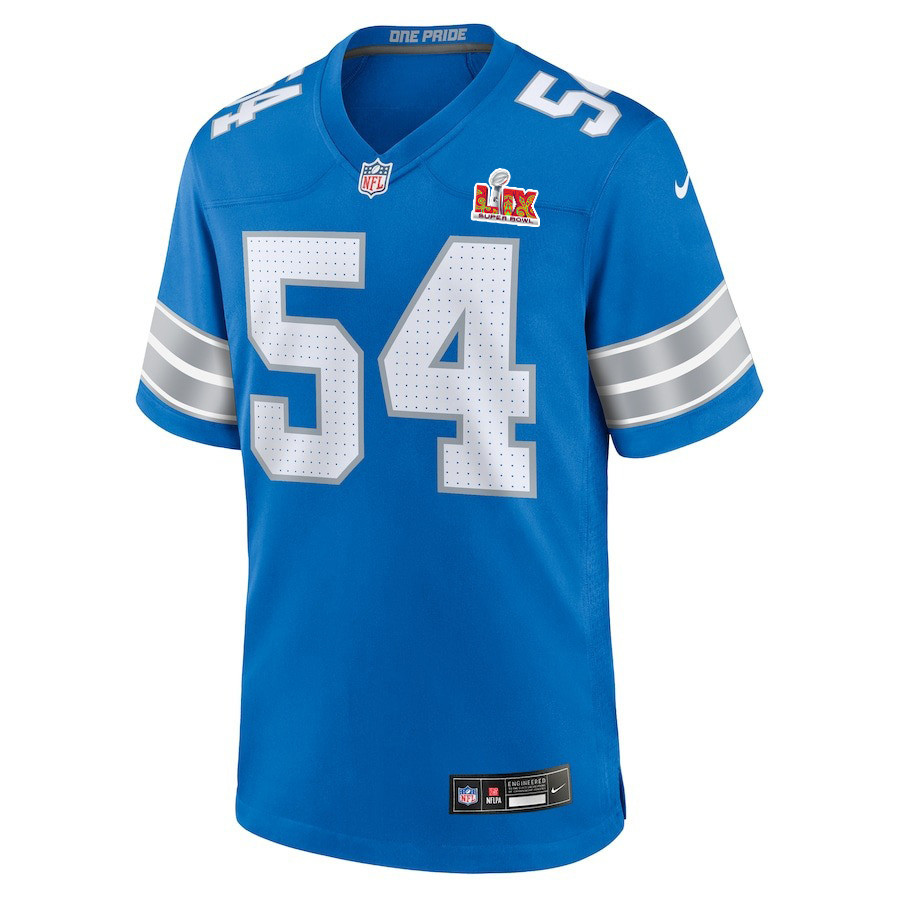 Alternative view of Alim McNeill #54 Detroit Lions Super Bowl LIX YOUTH Jersey - Blue JS3710 nicesnker