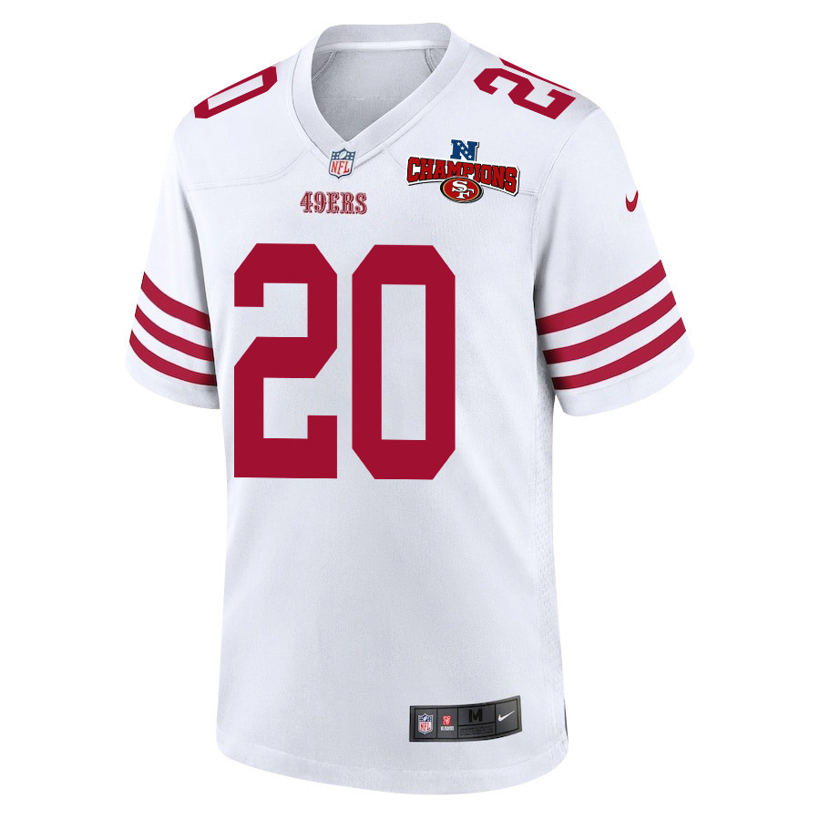 Alternative view of Ambry Thomas 20 San Francisco 49ers NFC Champions Patch Game Men Jersey - White JS2369 nicesnker