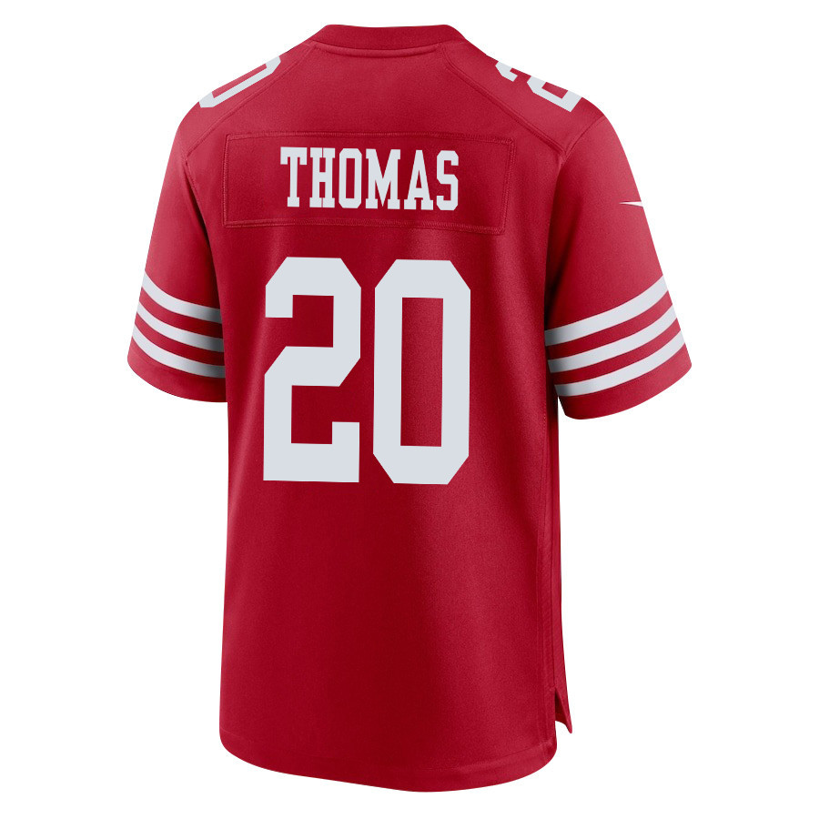 Ambry Thomas 20 San Francisco 49ers Super Bowl LVIII Patch Game Men Jersey - Scarlet JS8015 nicesnker - Image 3