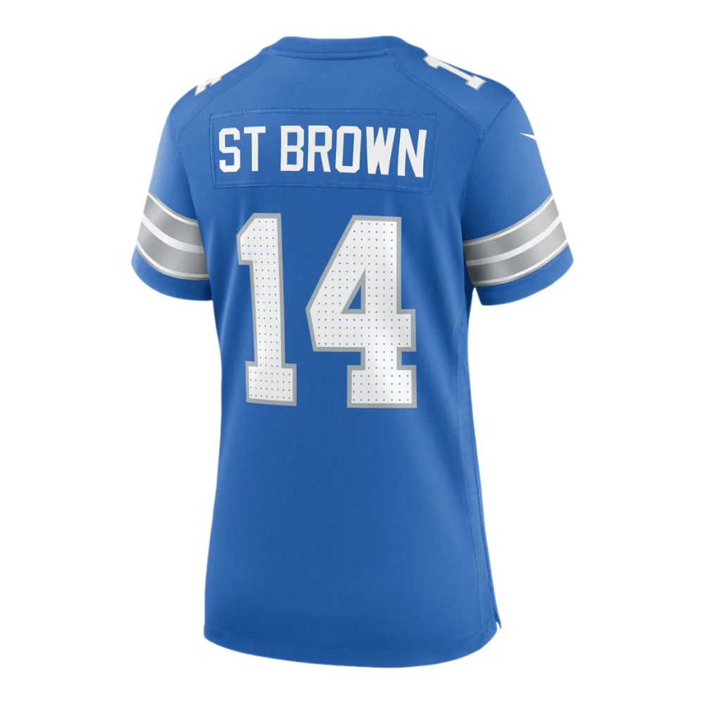 Alternative view of Amon-Ra St. Brown 14 Detroit Lions 2025 Pro Bowl Patch Women Game Jersey - Blue JS5321 nicesnker