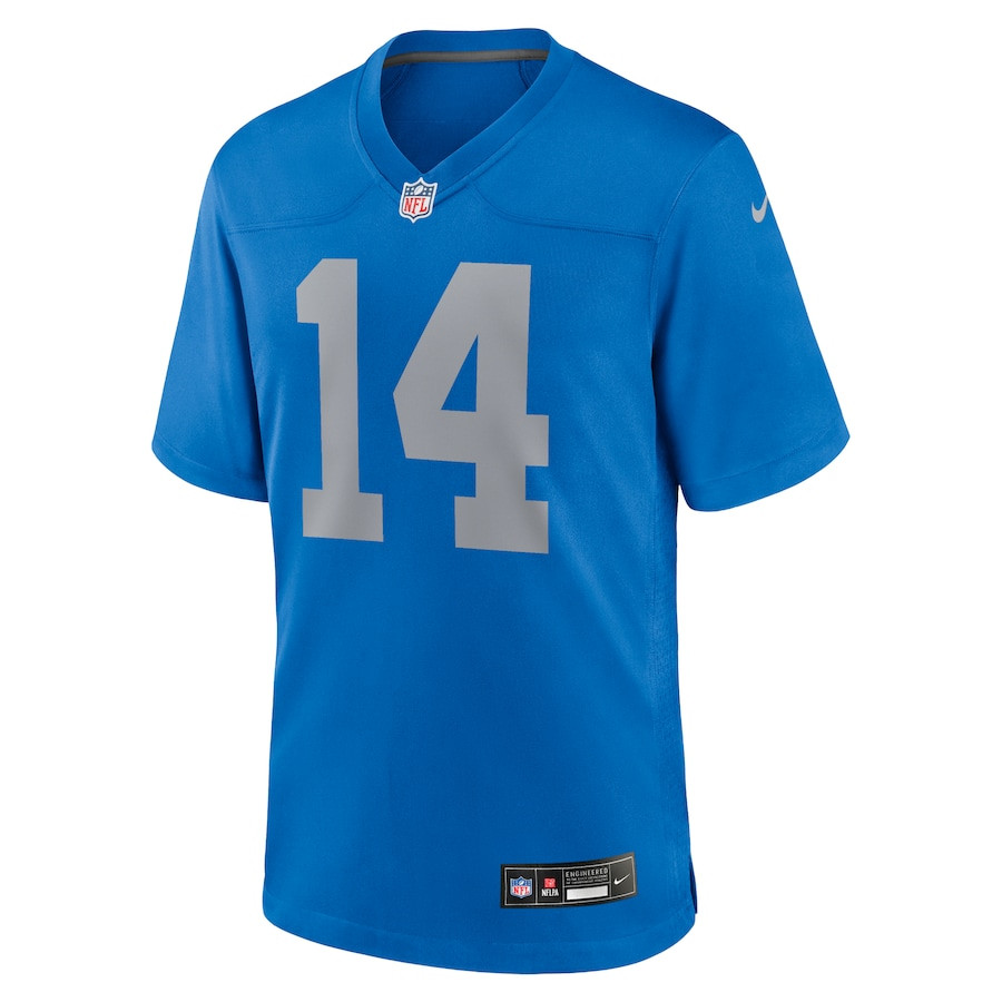 Alternative view of Amon-Ra St. Brown 14 Detroit Lions Alternate Game Men Jersey - Blue JS3244 nicesnker