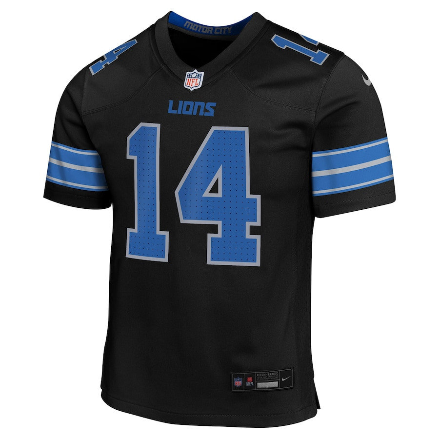 Alternative view of Amon-Ra St. Brown 14 Detroit Lions Alternate Player Game YOUTH Jersey - Black JS3620 nicesnker
