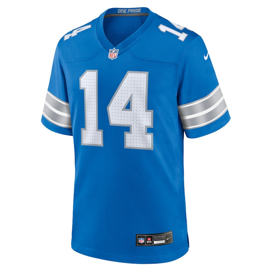Alternative view of Amon-Ra St. Brown 14 Detroit Lions Game Jersey - Men, Blue JS5681 nicesnker